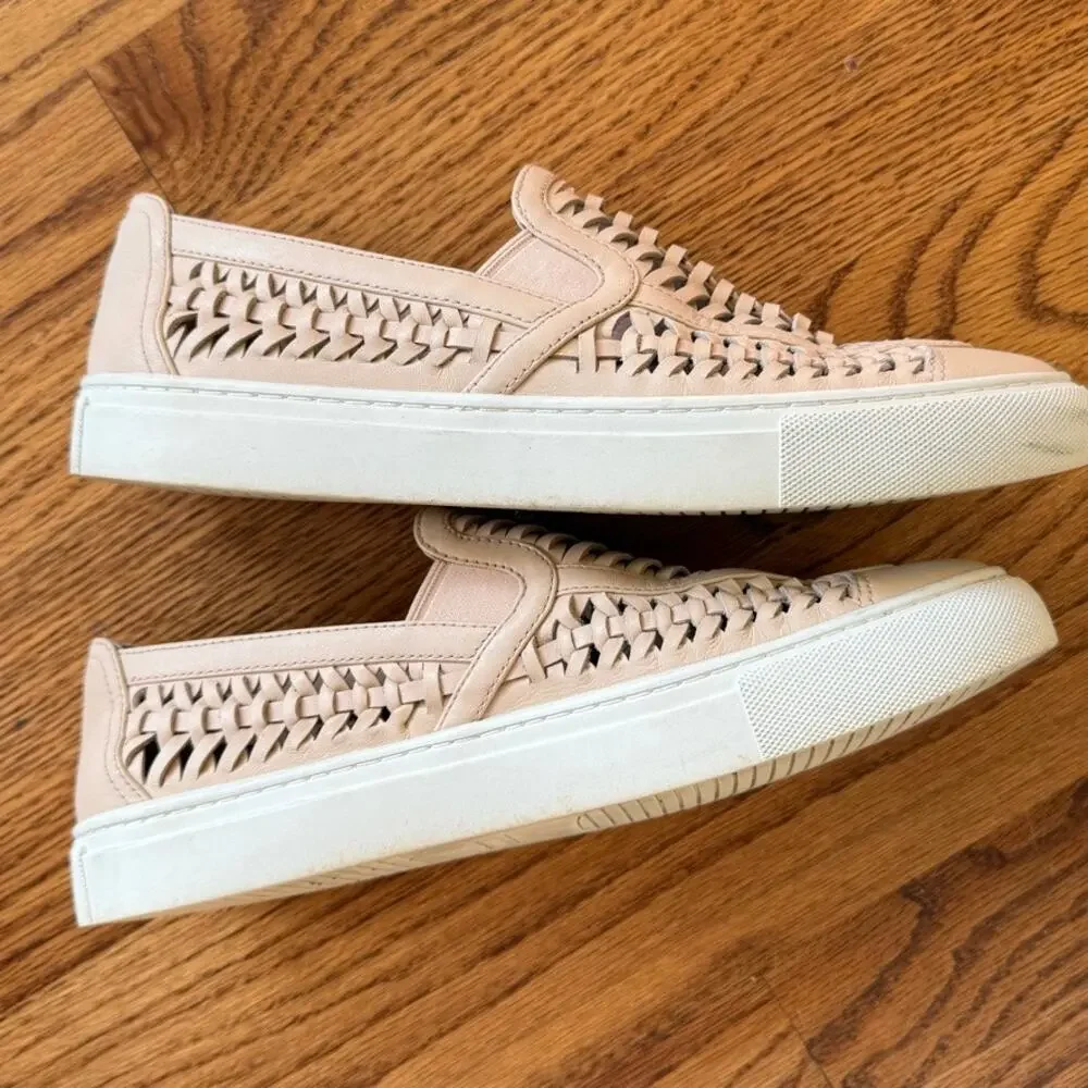 Tory Burch Huarache 2 Woven Slip-On Blush Leather 8.5 Sneakers